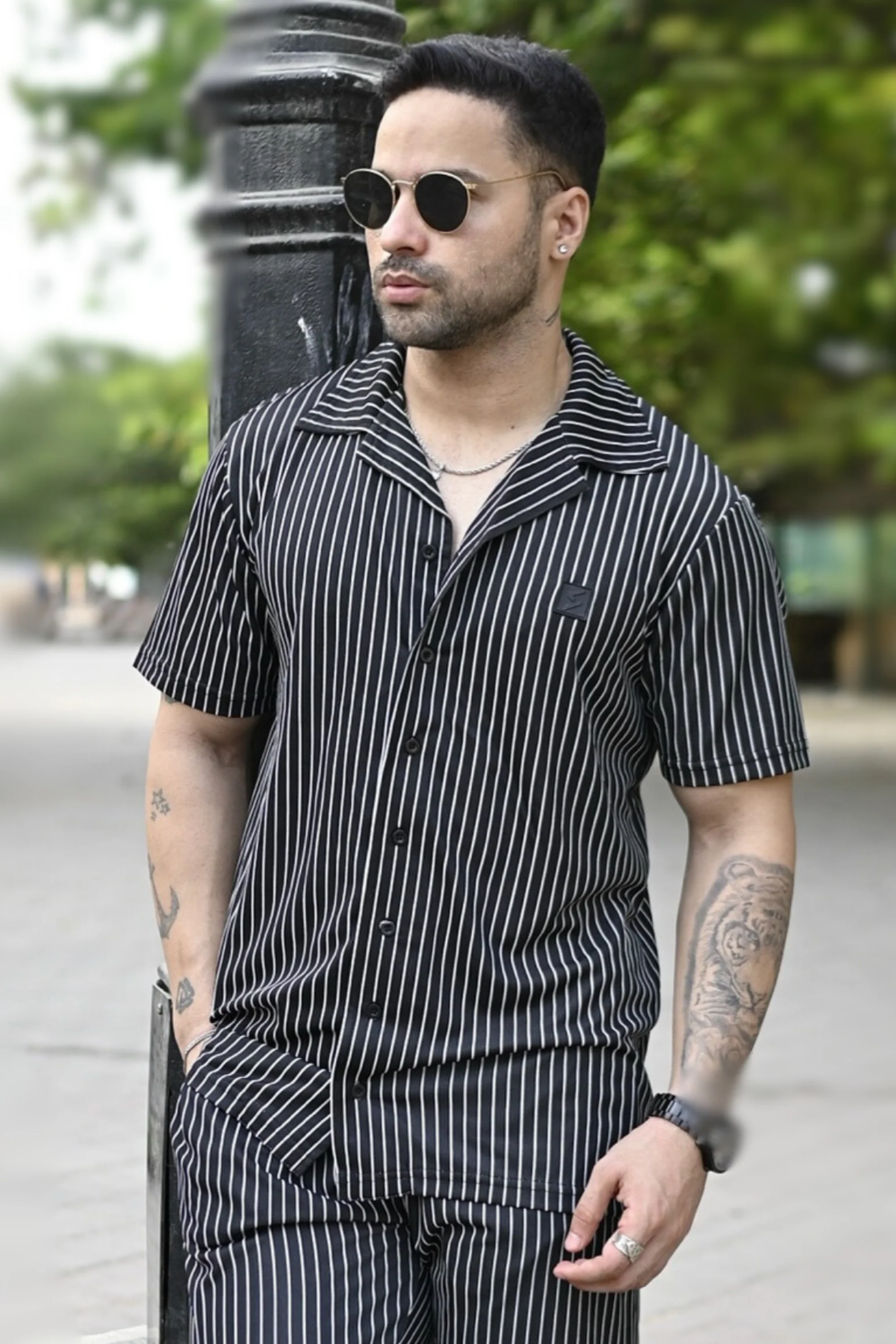 Spd Black Stripe Button Up Polo