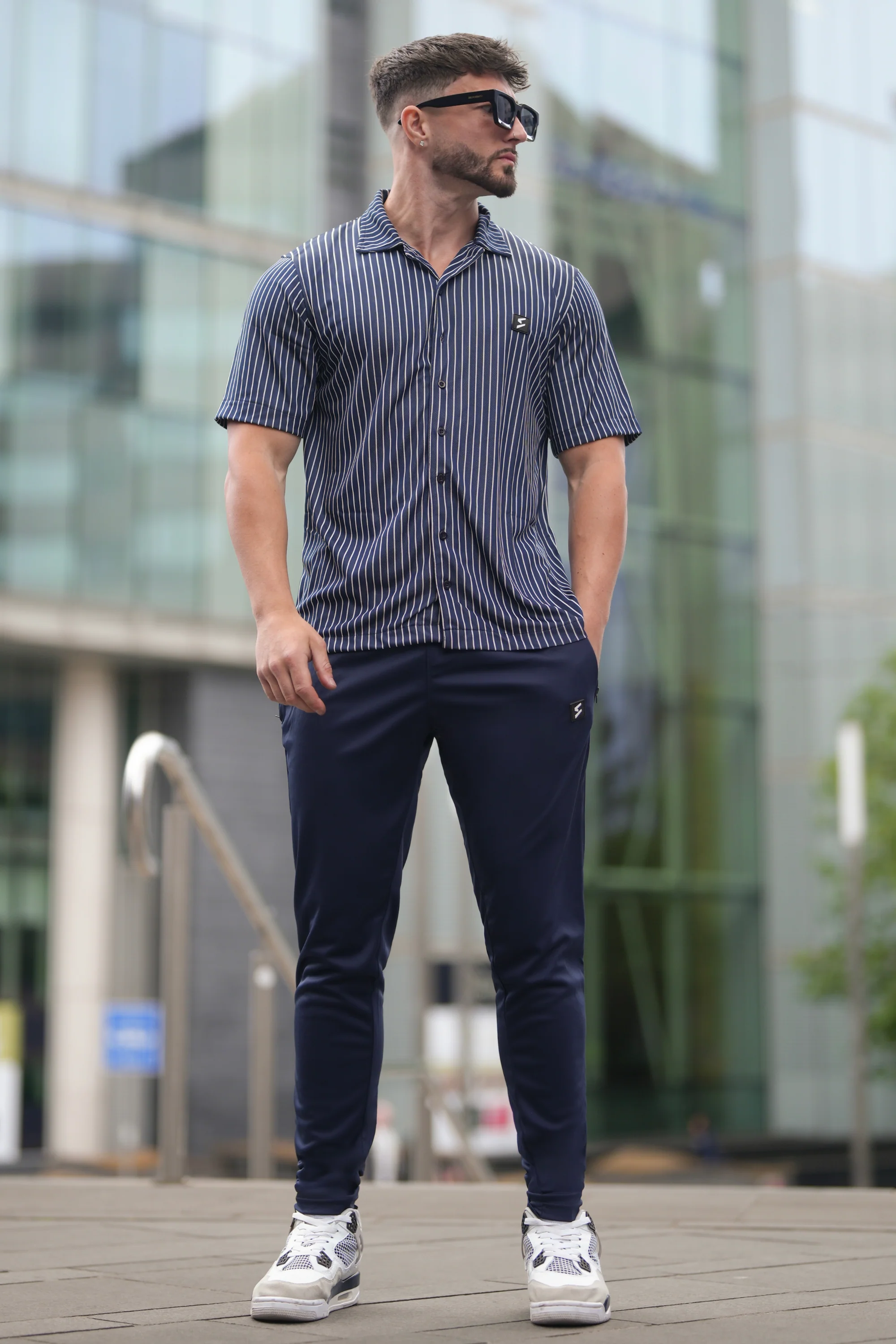SPD Navy Stripe Button Up Set - Image 2