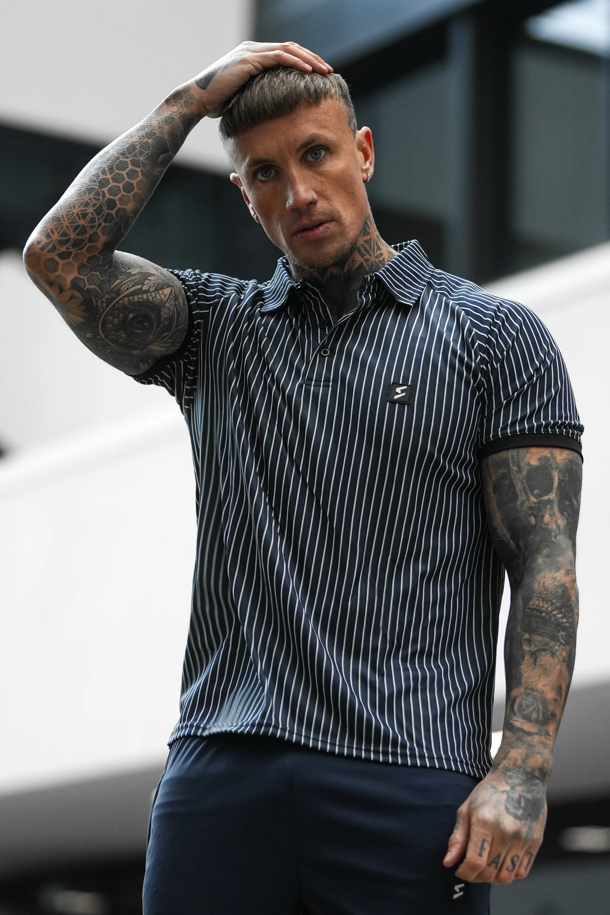 SPD Navy Stripe Polo Tracksuit - Image 2